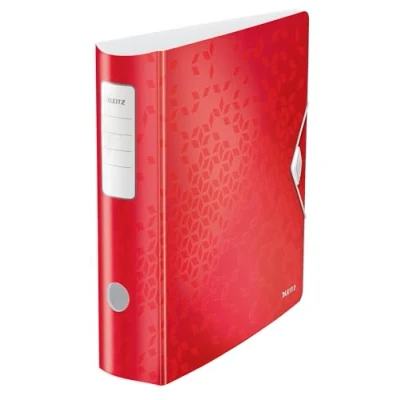 Image of Leitz Wow Lever Arch File, Metallic Red, A4 Folder, Curved Spine 82mm Width, Elastic Fastening, Light Polyfoam Material, 11060026