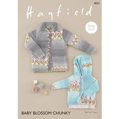 Image of Sirdar 4832 Knitting Pattern Baby Childrens Easy Knit Cardigans in Hayfield Blossom Chunky