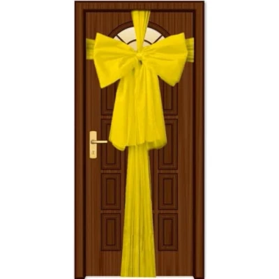 Image of SHATCHI Pack of 2 Christmas Gold 9m Giant Bow Cover Front Door Xmas Wedding, Baby Shower Outside Home Decor, Organza