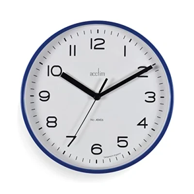 Image of Acctim Runwell Small Wall Clock Quartz Slimline Case (Blue)