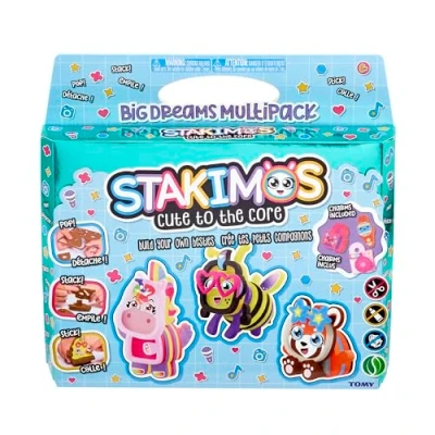Image of TOMY Stakimos Big Dreams 3 Pack Kids Craft Set to Build Your Own Adorable 3D Characters from Recycled Polyester Foam No Glue or Cutting Needed Kits for Ages 6+ Years