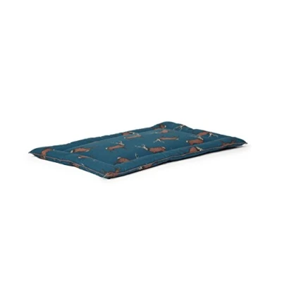 Image of Danish Design Woodland Stag Teal Hard Wearing Fabric Comfortable Dog/Puppy Cage Mattress 75 x 121cm XX Large