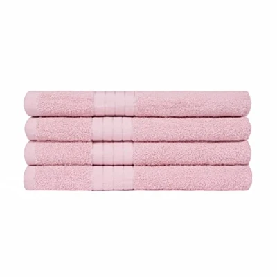 Image of Brentfords 100% Cotton Extra Large Bathroom Towel Sheets Premium Quality, Super Absorbent &amp; Quick Drying Jumbo 90 x 150cm Luxury Set of 4 Blush Pink