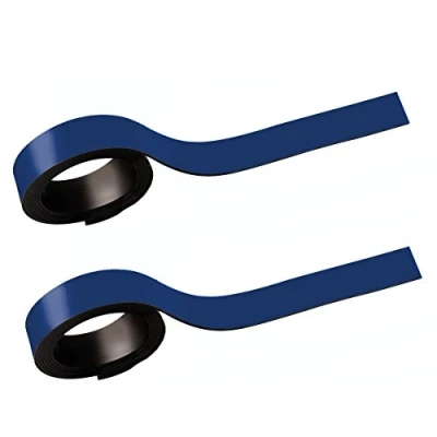 Image of MAUL Magnetic Strips 0.5 x 100 cm (Pack of 2) Tape Self Adhesive on Surfaces Can Be Cut to Size Writeable with Marker Blue