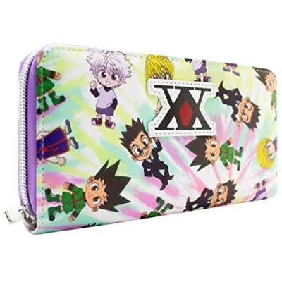 Image of Hunter x Chibi Characters Gon Killua Leorio Purse Clutch Coin Pocket &amp; Card Holder, White
