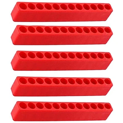 Image of U M Screwdriver Hole Plastic 12 Bit Storage Strip Case Tool for Hex Shank Bits Red 5 Pcs Nice and Professional
