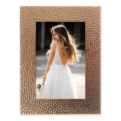 Image of Lawrence Frames Hammered Polished Metal Picture Frame, 4x6, Gold