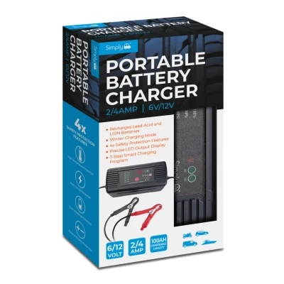 Image of Simply BTC 4005 2/4Amp 6/12v Portable Battery Charger, 100AH Portable, Adjustable &amp; Hassle Free Suitable for all vehicles