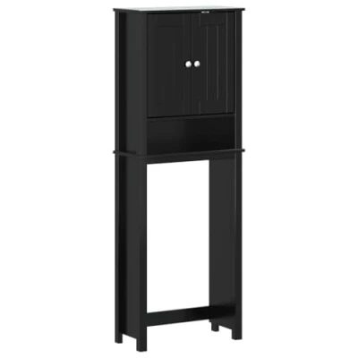 Image of vidaXL Over the Toilet Storage BERG Black 60x27x164.5 cm Solid Wood