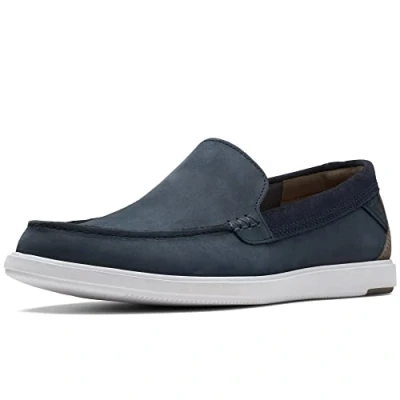 Image of Clarks Men&#039;s Bratton Loafer, Navy Nubuck, 7 UK