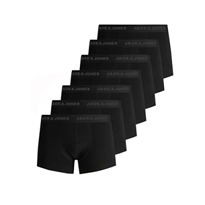 Image of JACK &amp; JONES Men&#039;s JACBELMO Trunks, Pack of 7, Black/Logo Pirate Black, XXL