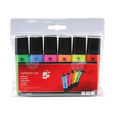 Image of 5 Star Highlighters Chisel Tip 1 4mm Line Assorted [Wallet 6] (2)