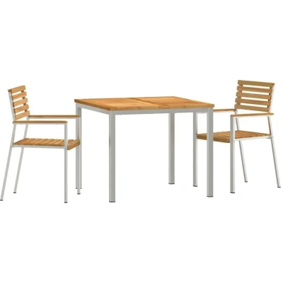 Image of vidaXL 3 Piece Garden Dining Set Solid Wood Teak