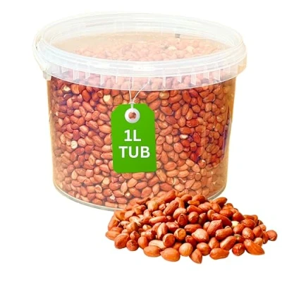 Image of Premium Peanuts in Whole for Wild Birds 1L Tub, High Energy, No Mess Bird Feed All Life Stages