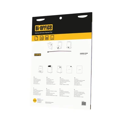 Image of Bi Office Tabletop Self Stick Flipchart Pad, 20 Sheets 70 gr/m² paper, 58,5 x 50 cm, White