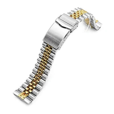 Image of MiLTAT 22 mm IP Gold Centre Watch Strap for Seiko New Turtles SRP777 SRPC44, Super J Louis 316L SS