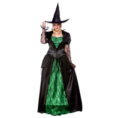 Image of Adult Ladies Deluxe Emerald Witch Halloween Fancy Dress Costume (X Large)