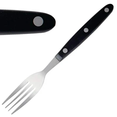 Image of Steak Fork Black Handle 200mm 18/0 Stainless Steel Cutlery Kitchen 12pc