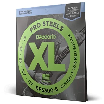 Image of D&#039;Addario XL ProSteels Bass Guitar Strings EPS300 5 String Long Scale Custom Light Top/Medium Bottom Tapered, 43 127