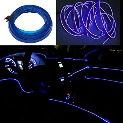 Image of EL Wire 2M Car Interior Decoration Lighting Lights LED Strip Neon With Cigarette Lighter Adapter（Blue）