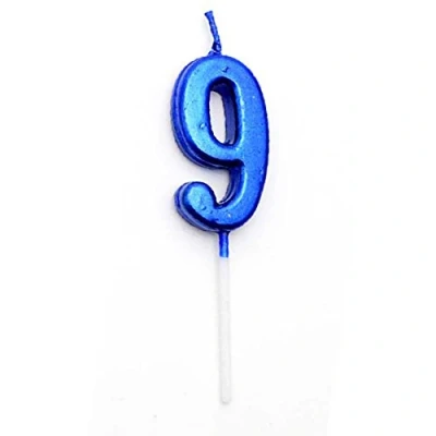 Image of SHATCHI Blue 9 Number Candle Boys Birthday Wedding Anniversary New Year Party Cake Decorations Topper