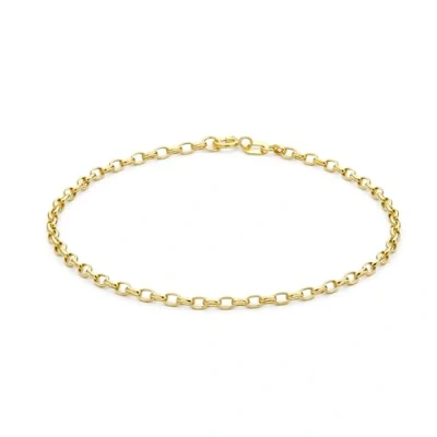 Image of Carissima Gold Women&#039;s 9 ct Yellow Hollow 2 mm Diamond Cut Oval Belcher Chain Bracelet of Length 19 cm/7.5 Inch