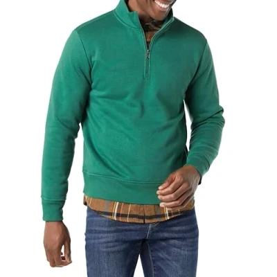 Image of Amazon Essentials Men&#039;s Long Sleeved Quarter Zip Fleece Sweatshirt, Green, S