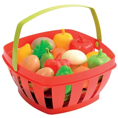 Image of Ecoiffier 966 Shopping Basket with Fruit and Vegetables, Accessories, Green
