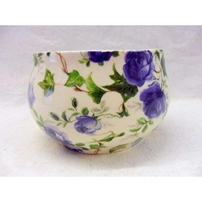 Image of Heron Cross Pottery blue ivy rose open sugar bowl