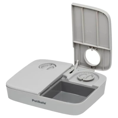 Image of PetSafe 2 Meal Automatic Feeder, Built in Timers, BPA Free Food Bowl, Suitable for Dry Food,Grey
