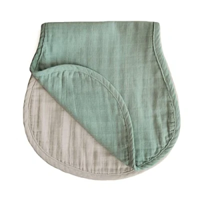 Image of Mushie Muslin Baby Burp Cloth Including: 2X Cloths Material: 100% Organic Cotton Washcloths Pre Washed Premium Absorbent Face (Roman Green/Fog)