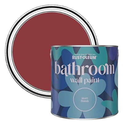 Image of Rust Oleum Red Water Resistant Bathroom Wall &amp; Ceiling Paint Empire 2.5L
