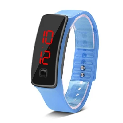 Image of Sports LED Watch, 8 Colors Waterproof Wristwatch with Silicone Strap Digital 12 Hour Dial Electronic Display for Students(Lake Blue)