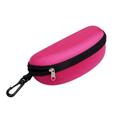 Image of Jiacheng29 Portable Zipper Eye Glasses Clam Shell Sunglasses Protect Hard Pouch Case Box Rose Red