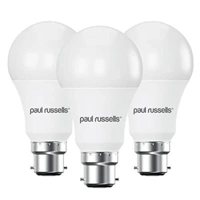 Image of paul russells LED GLS Dimmable Bayonet Light Bulbs, 14W 1521Lumens B22 A70 100w Equivalent, 4000K Cool White/Natural White, Dimmer Standard BC Energy Saving Ceiling Light, Pack of 3
