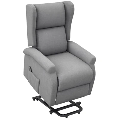 Image of HOMCOM Power Lift Recliner Armchair, Electric Chair for Elderly, Fabric Riser and Reclining with Remote Control, Side Pockets, Extended Footrest, Living Room, Grey