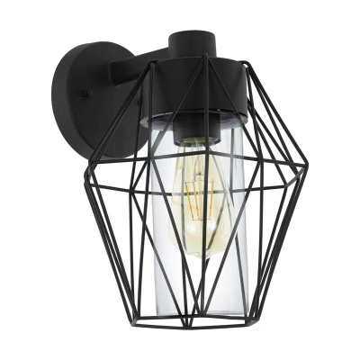 Image of Eglo Lighting Canove 1 Light Outdoor Caged Wall Black IP44, E27 Uk Stock