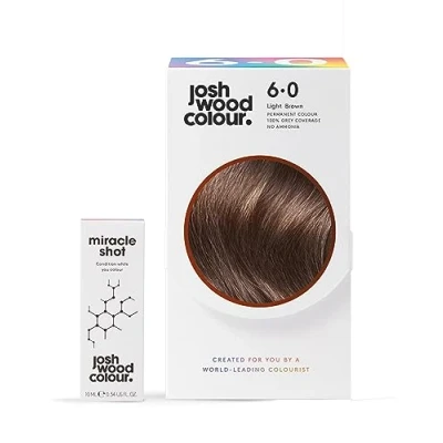 Image of Josh Wood COLOUR Miracle Kit Permanent 6.0 and Shot,62% LESS BREAKAGE, 2.7 TIMES STRONGER HAIR, 38% FADE, Covers 100% of grey, Ammonia free
