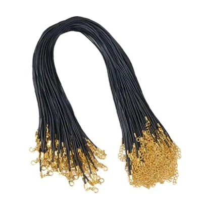 Image of PiniceCore Wax Cord Necklaces Chain 20pcs Braided Leather Rope Necklace with Golden Lobster for Diy Jewelry Making