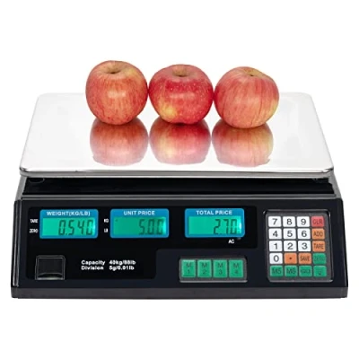 Image of Electronic Price Computing Scale LCD Digital Commercial Food Meat Counting Weighting Scale, Deli Produce Weight Scales, 40KG/88LB (Black)