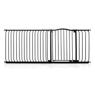 Image of Safetots Curved Top Safety Gate, 189cm 198cm, Matt Black, Pressure Fit Stair Baby Gate for Doors Hallways and Spaces, Barrier, Easy Installation