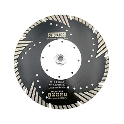 Image of DT DIATOOL Diamond Turbo Saw Blade with Slant Protection Teeth 9 Inch / 230mm Cutting Disc M14 Thread for Concrete Tile Granite Marble Masonry