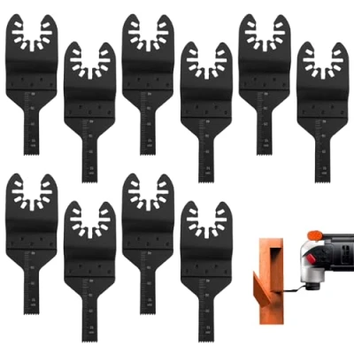 Image of 10 Pack Multi Tool Blade 10mm Oscillating Saw Blades Wood Cutting Quick Release Multitool Compatible with Dremel, Fein Multimaster, Makita, Rockwell, Bosch and More