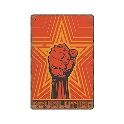 Image of DAIERCY Revolution Tin Signs Funny Vintage Metal Sign Plaqu Poster Wall Art Pub Bar Kitchen Garden Bathroom Home Décor, 140 X 200 m(8x5.5inch)