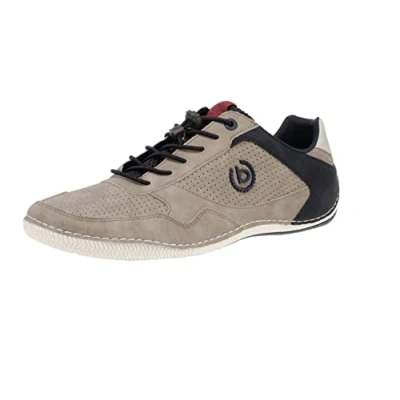 Image of bugatti Men&#039;s Casual Sneaker with Flexible Sole, lace up Shoe Memory Foam, Elastic Laces, Taupe, 8 UK