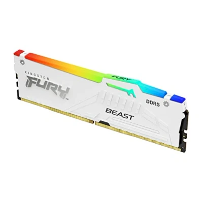 Image of Kingston FURY Beast White RGB XMP 32GB 5600MT/s DDR5 CL40 DIMM Desktop Gaming Memory Single Module KF556C40BWA 32