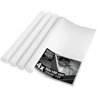 Image of Moritz &amp; 4x Kitchen Drawer Liners 50cm Wide Anti Slip for Drawers 50x150 cm As Shelf or Mat incl. 20 Board Labels