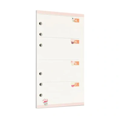 Image of Zelten 40 Sheets 80 Pages Colorful Loose Leaf Punched Paper Refills for 6 Hole Binder Personal Organizer Diary Notebook Refillable Planner (A6, Cupcake Weekly Planner)
