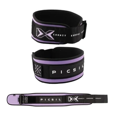 Image of PICSIL Weight Lifting Belt, Workout Belt for Exceptional Core &amp; Back Support, Weightlifting Ideal Squats, Lunges, Barbell Exercises, Customizable with Space Patches (Amethyst, M)