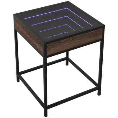 Image of vidaXL Bedside Table with Infinity LED Brown Oak 40x40x51 cm